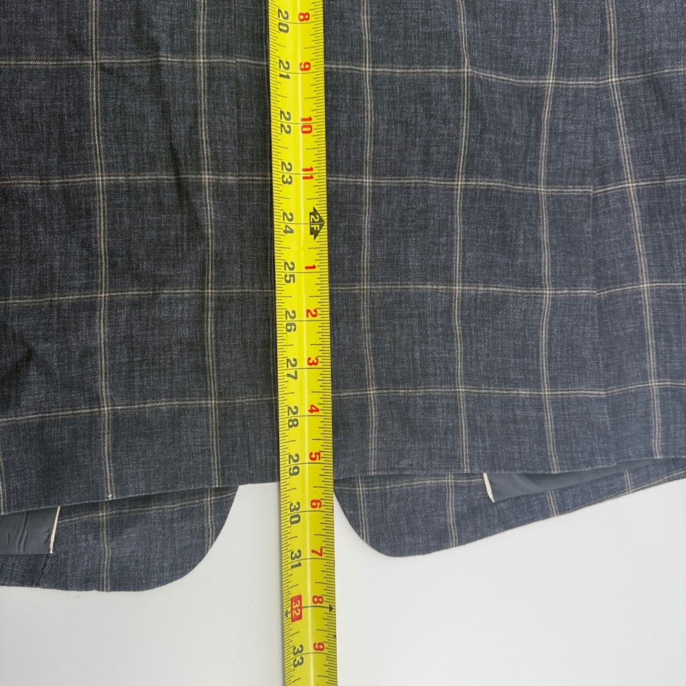 Nordstrom Mens Shop 44R Blue Linen Windowpane Blazer Ormezzano Italy Fabric - Picture 15 of 15